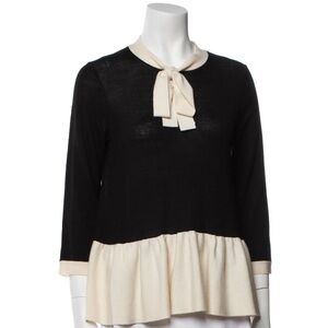 NWT! Kate Spade black and ivory Flounce Sweater